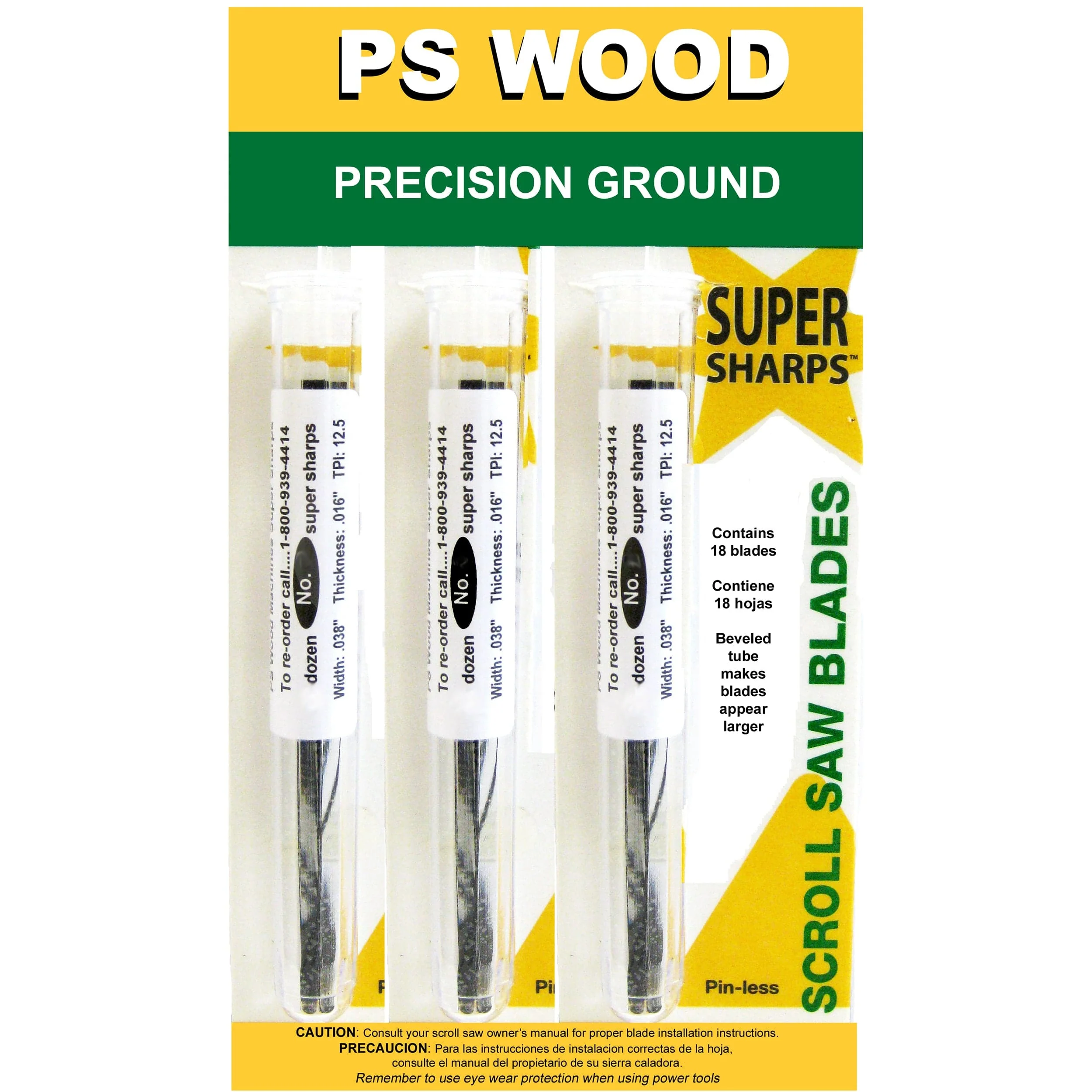 Super Sharps Pin-Less Scroll Saw Blade Variety Pack – #5 x #7 x #9 – Skip Tooth – 18 Pack