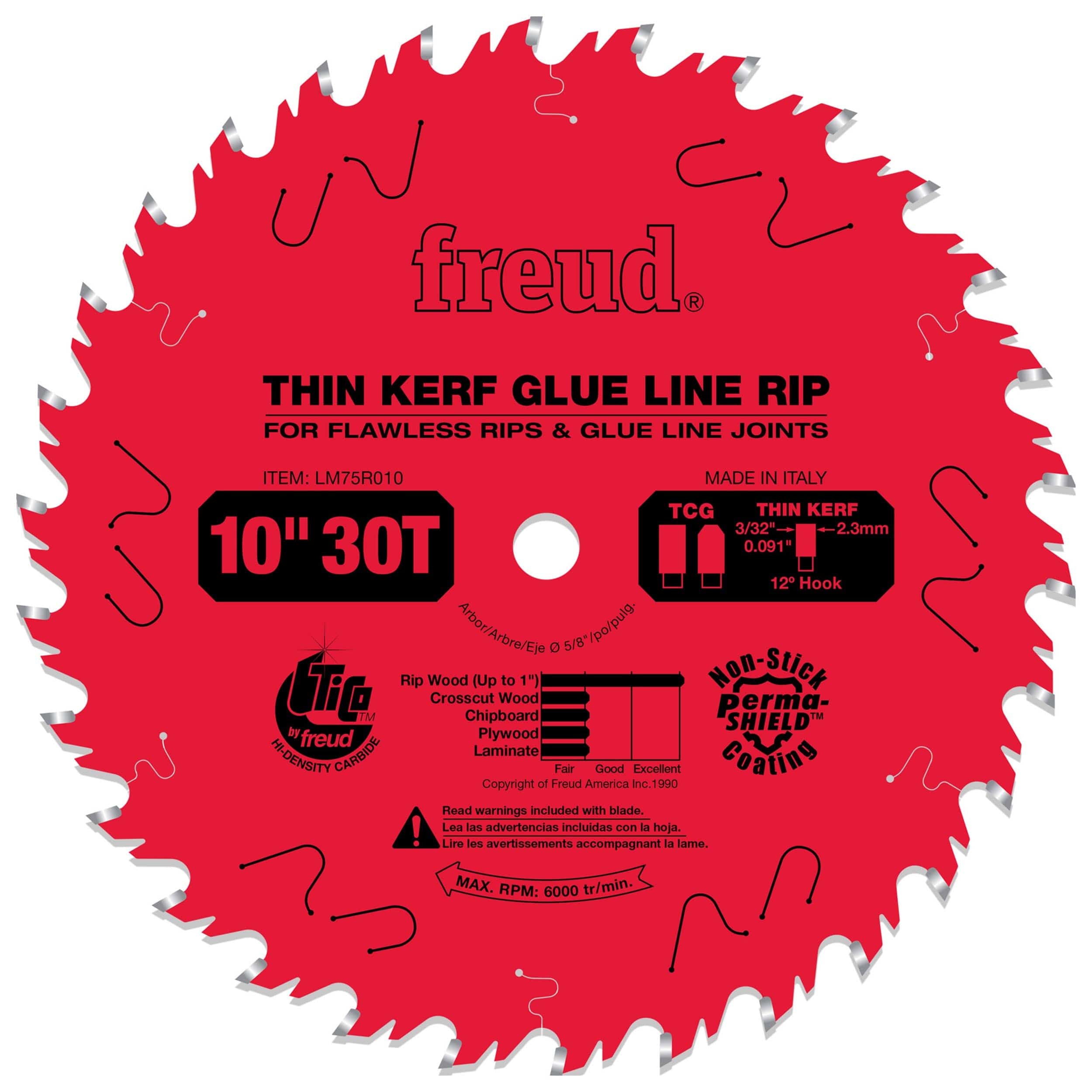 LM75R010 Glue Line Ripping Saw Blade 10″ x 5/8″ Bore x 30 Tooth Thin Kerf