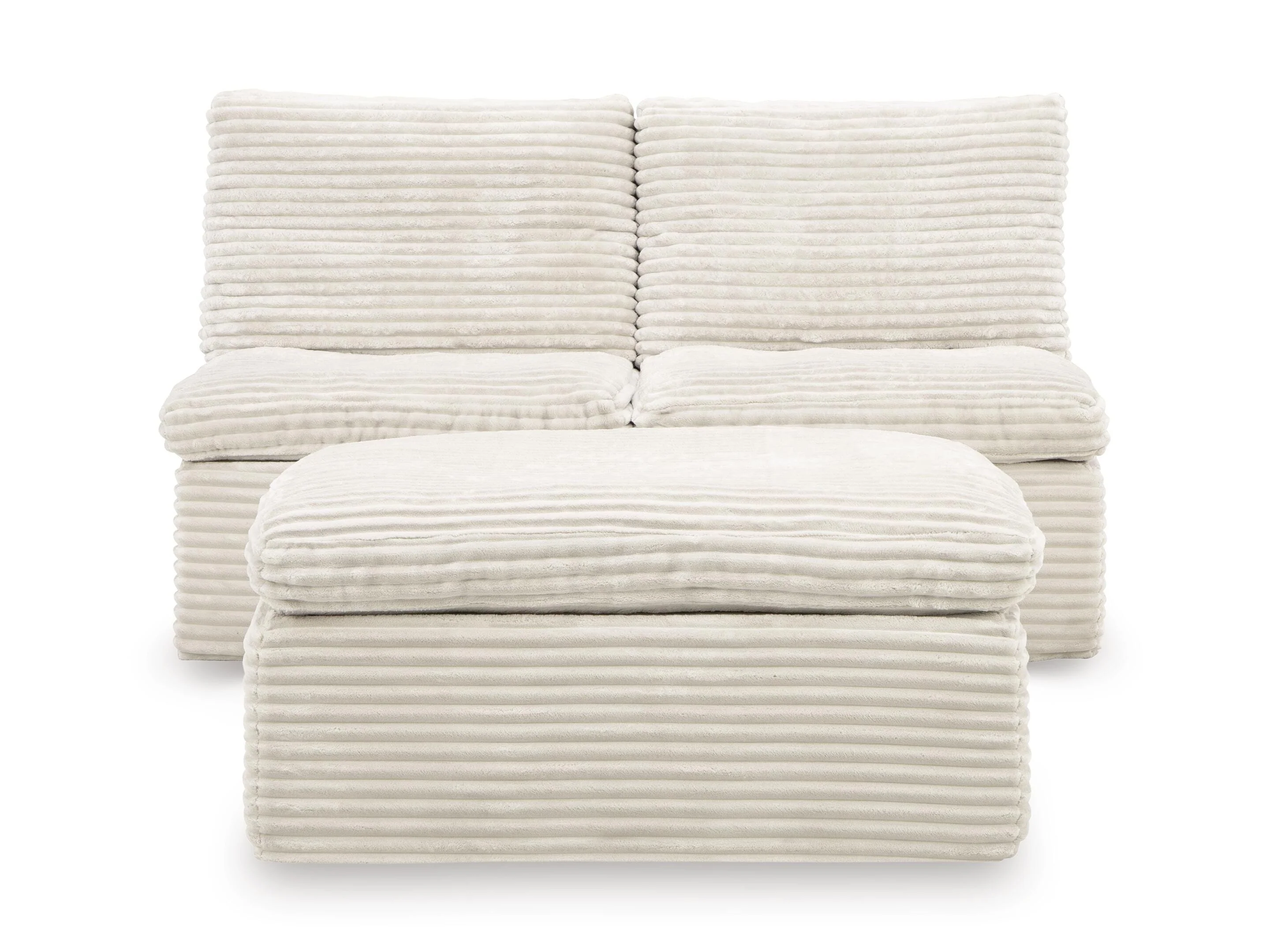 Fannin Ivory Chenille Armless Chair with Ottoman - Image 2