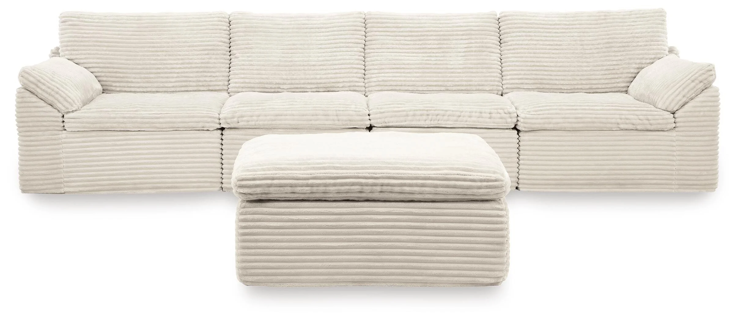 Fannin Ivory 4-Piece Sectional with Ottoman - Image 2