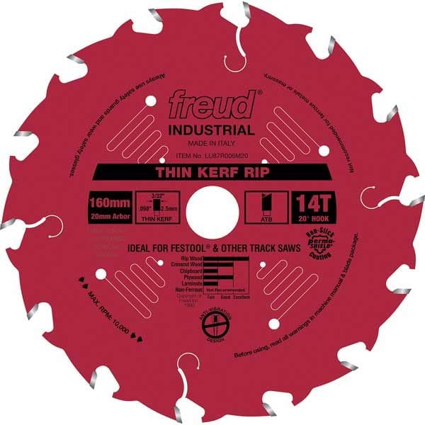 LU87R006M20 Thin Kerf Ripping Blade with Red Perma-Shield, 160mm diameter,  20mm arbor - Image 1