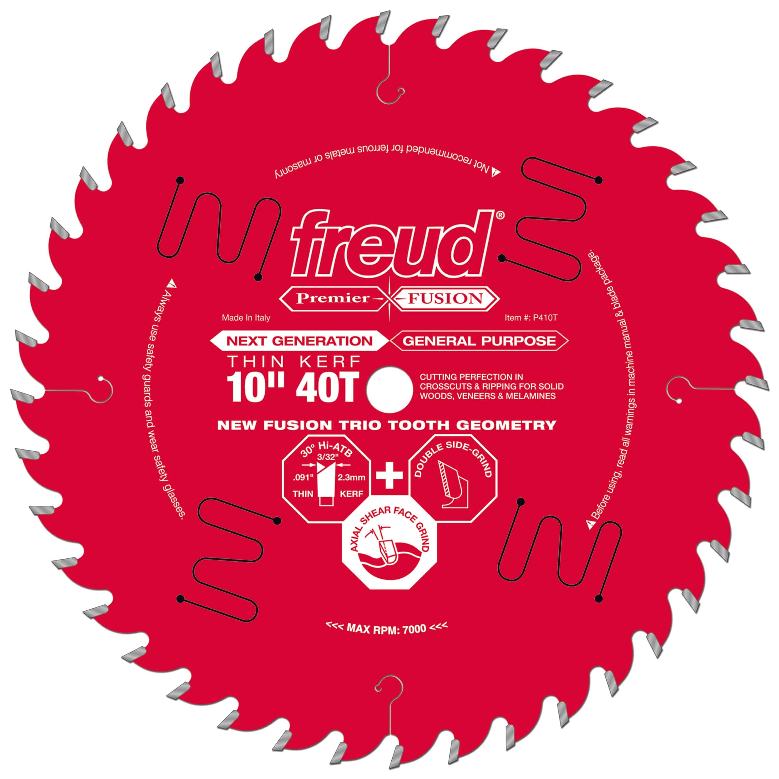 P410T Fusion Circular Saw Blade 10" x 5/8" Bore x 40 Tooth Thin Kerf - Image 1
