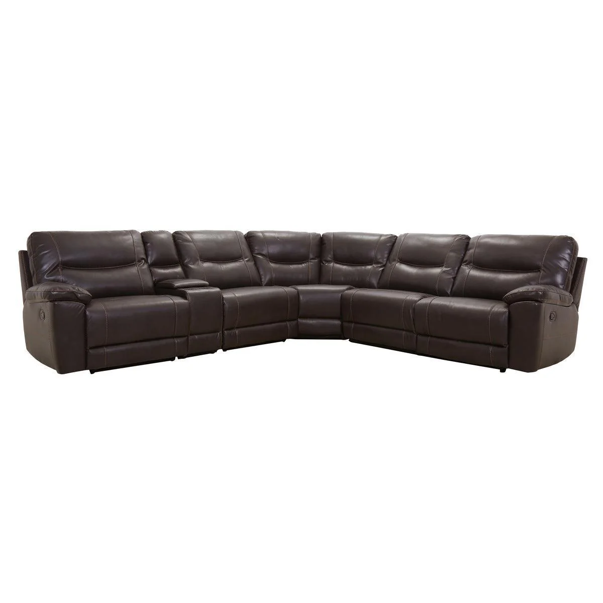 Columbus Brown Faux Leather 6-Piece Modular Reclining Sectional - Image 1