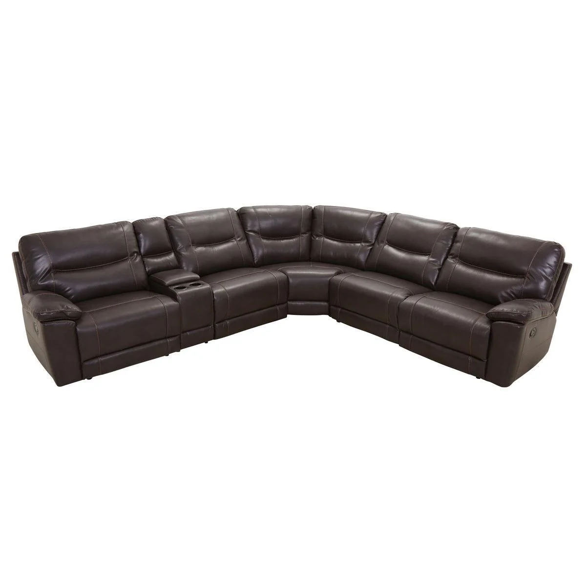 Columbus Brown Faux Leather 6-Piece Modular Reclining Sectional - Image 2