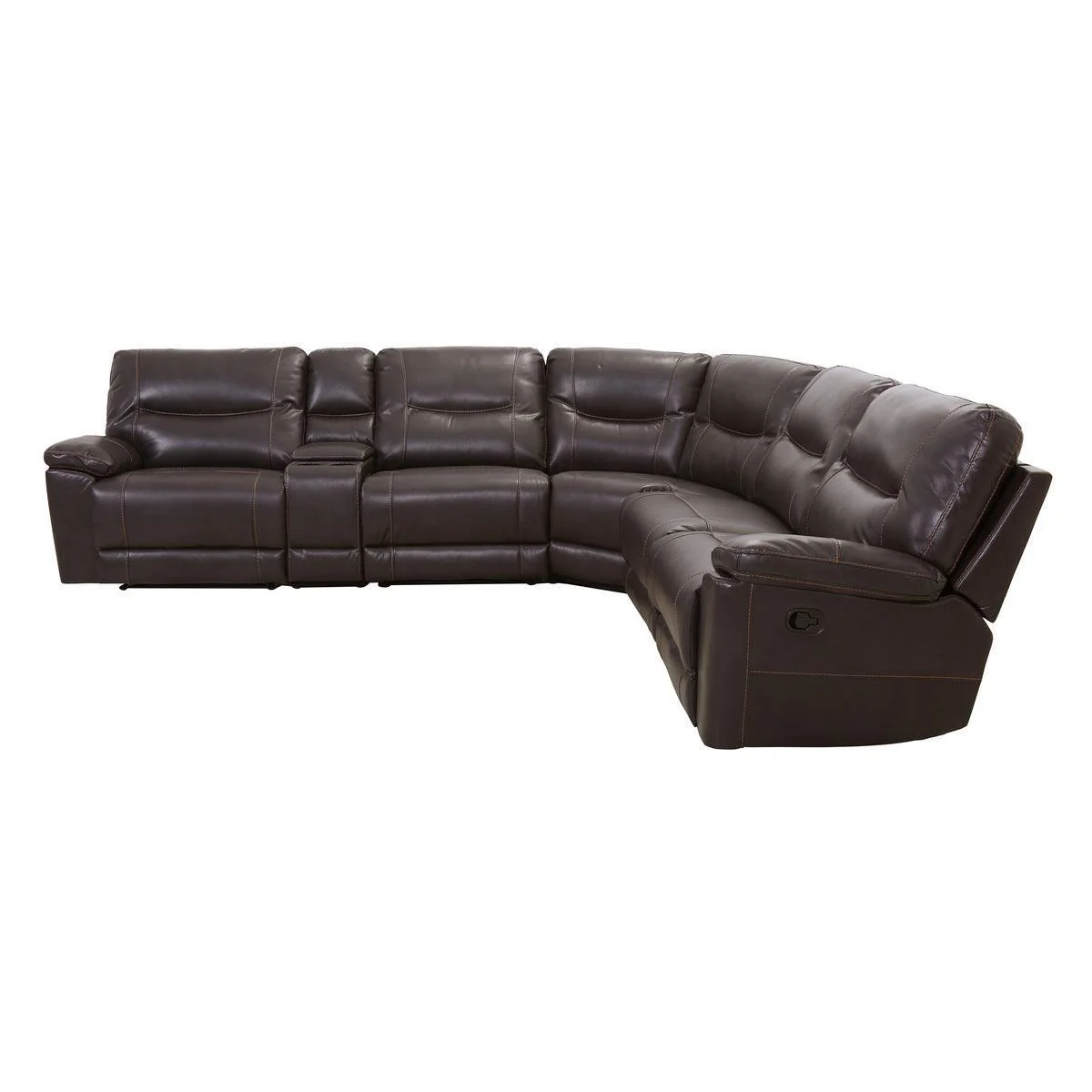 Columbus Brown Faux Leather 6-Piece Modular Reclining Sectional - Image 3