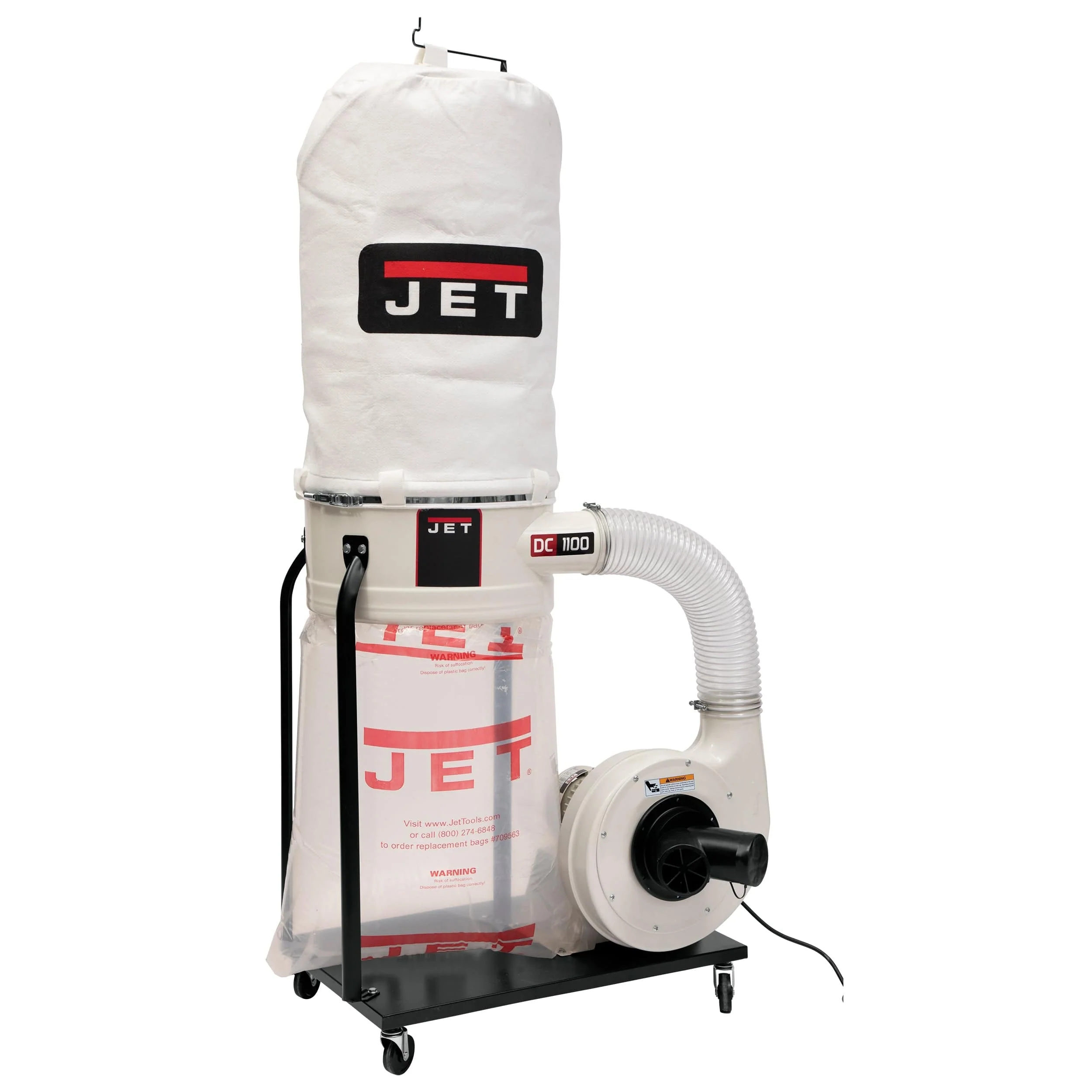 Vortex Cone Dust Collector with 5-Micron Bag Filter Kit – 1-1/2 HP 1 Ph 115/230V – DC-1100VX-5M