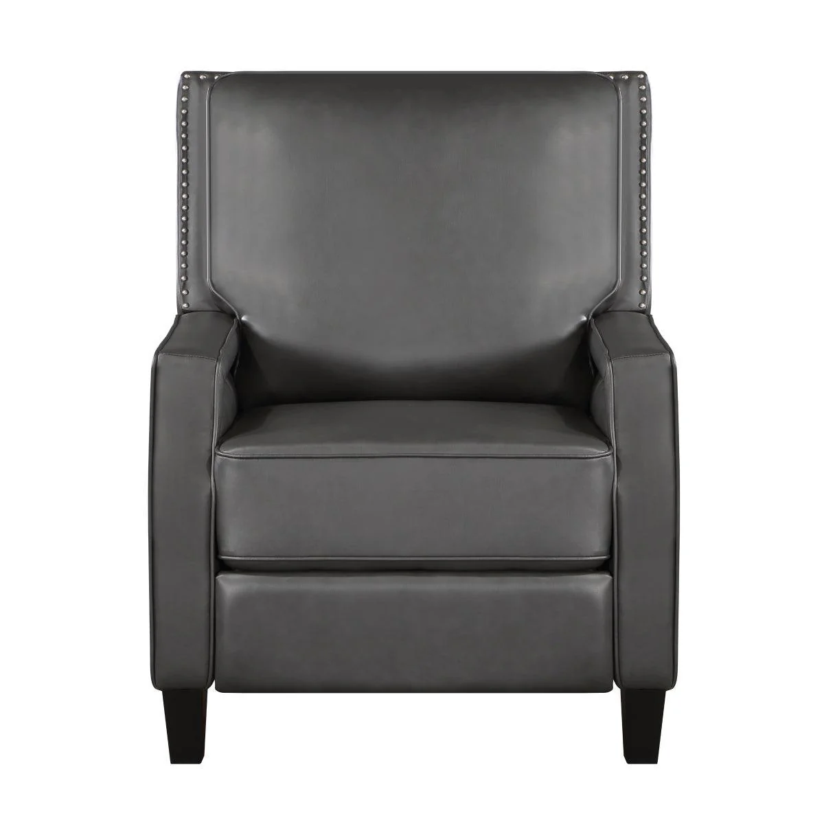 Berenson Gray Chenille Faux Leather Recliner - Image 1