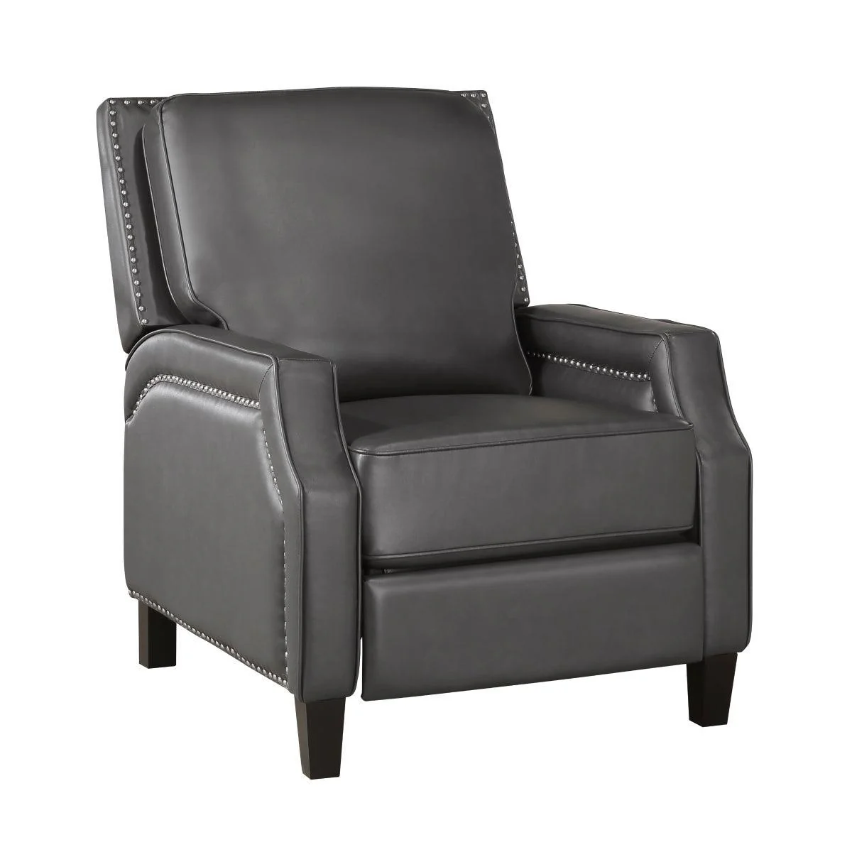 Berenson Gray Chenille Faux Leather Recliner - Image 2