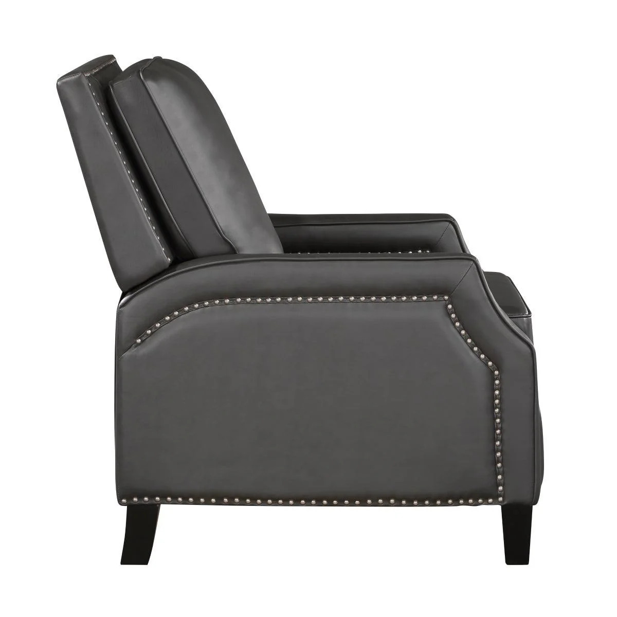 Berenson Gray Chenille Faux Leather Recliner - Image 3