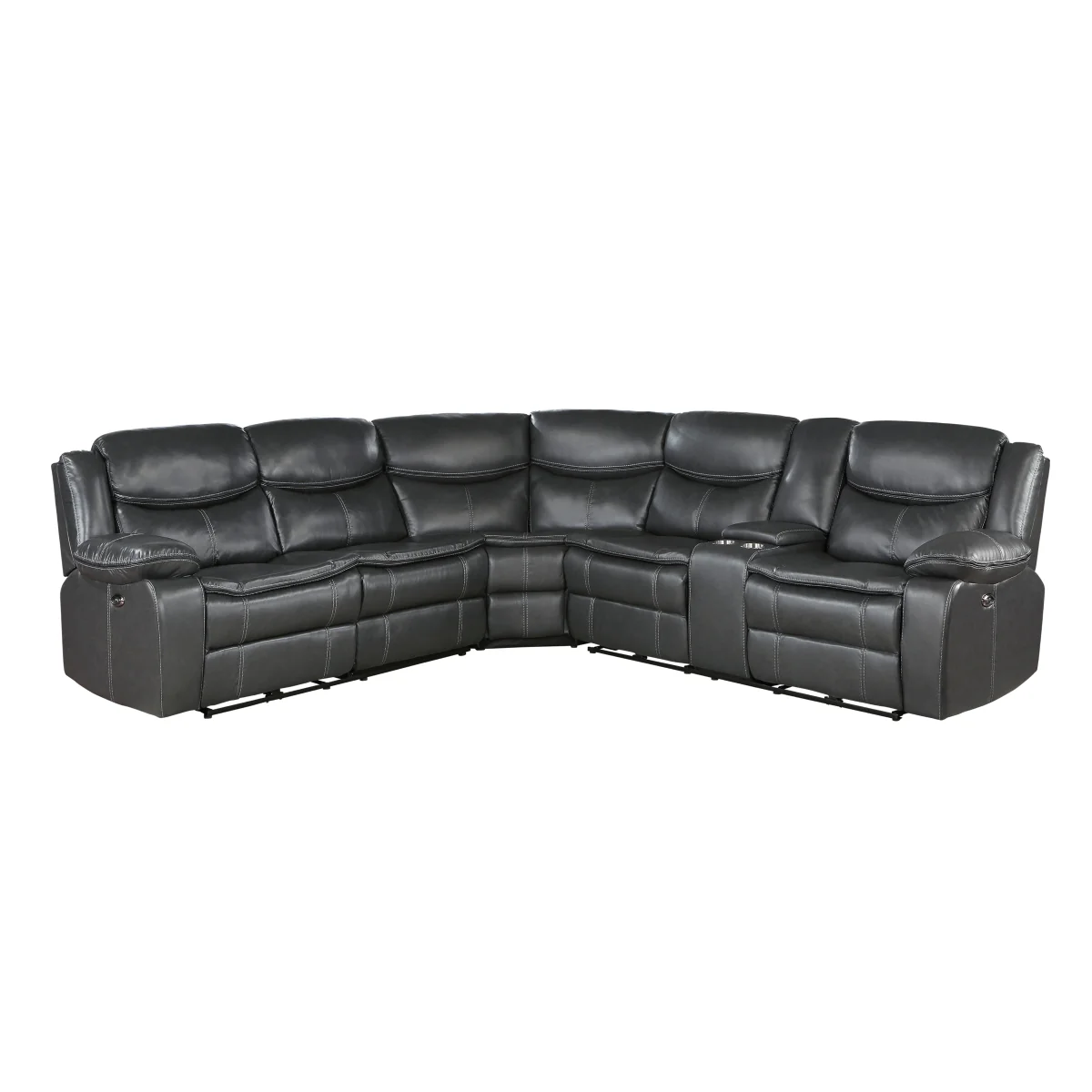 Fargo Dark Gray 3-Piece Power Reclining Sectional with Right Console - Image 1