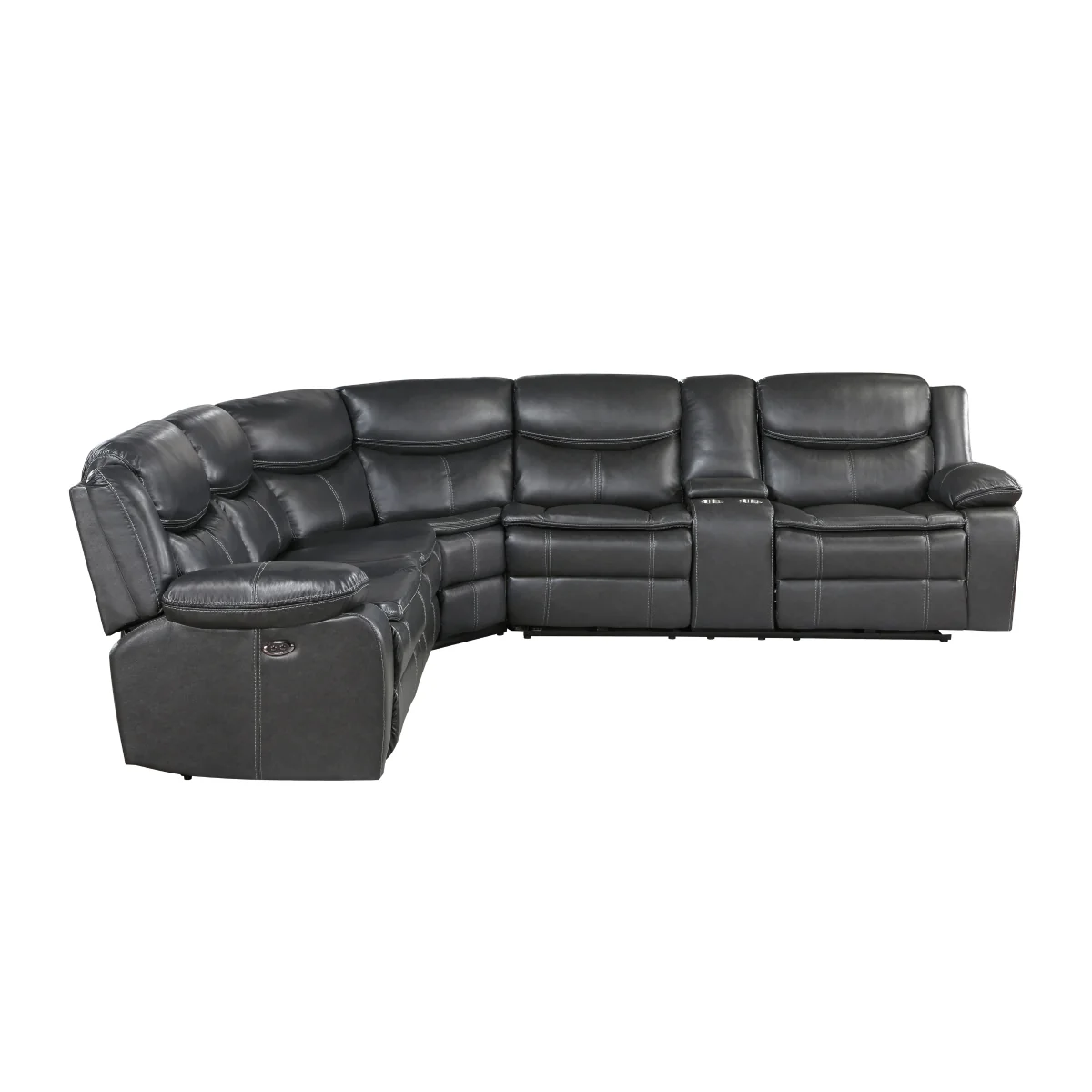 Fargo Dark Gray 3-Piece Power Reclining Sectional with Right Console - Image 2