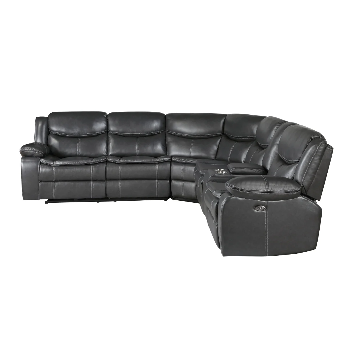 Fargo Dark Gray 3-Piece Power Reclining Sectional with Right Console - Image 3