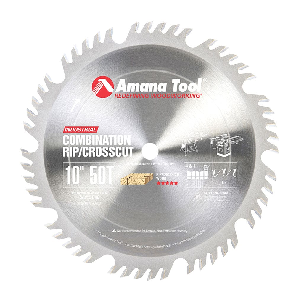 10″ X 50T Combination Blade 4+1, 15 Degree, 5/8″ Bore