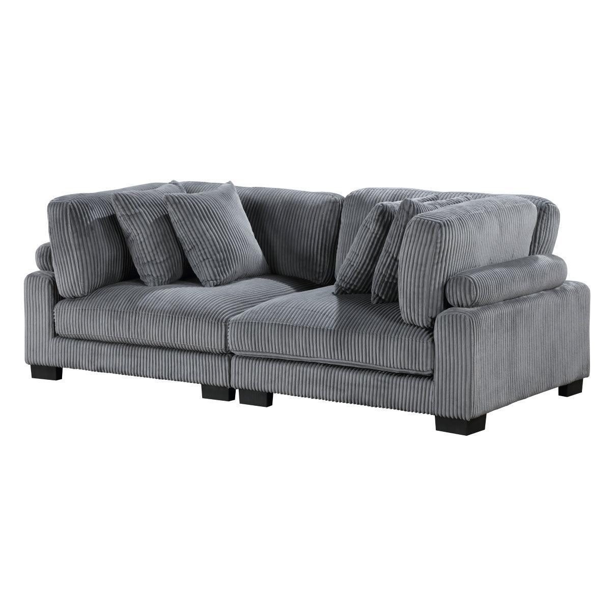 Traverse Gray Cordugoy Fabric Loveseat - Image 2