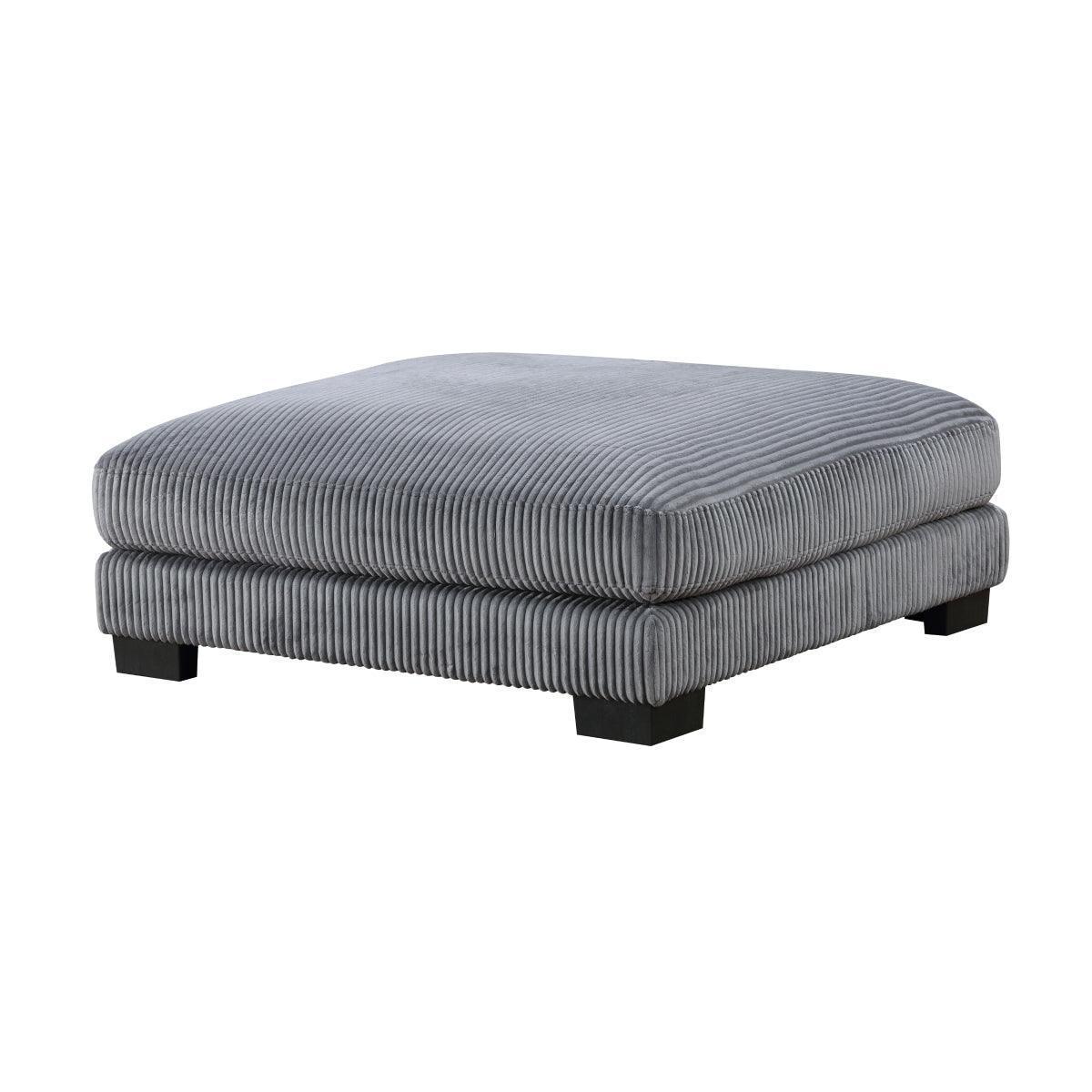 Traverse Gray Cordugoy Fabric Ottoman - Image 2