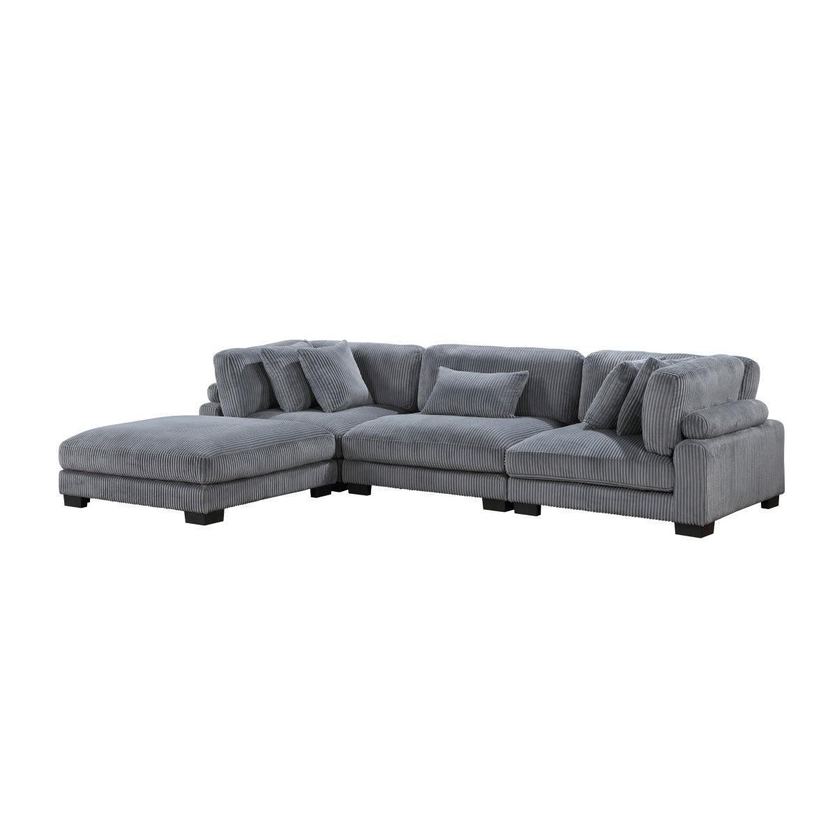 Traverse Gray Cordugoy Fabric Sectional - Image 1