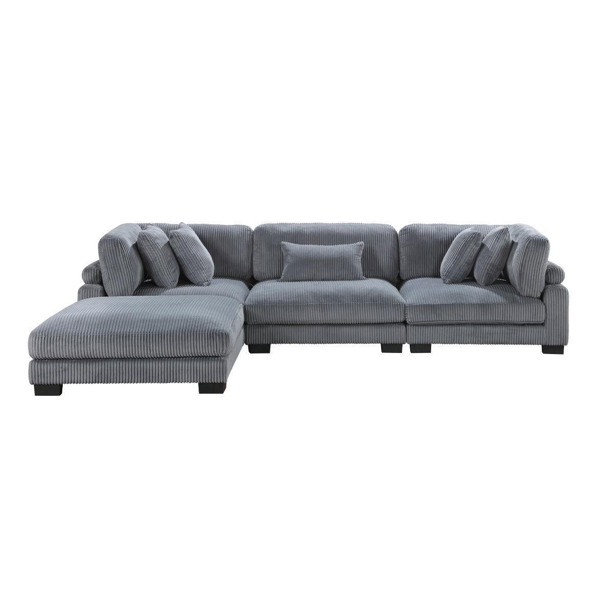 Traverse Gray Cordugoy Fabric Sectional - Image 2