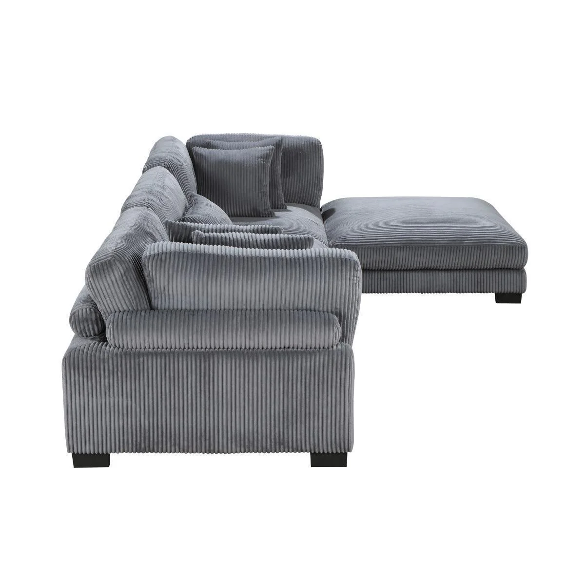Traverse Gray Cordugoy Fabric Sectional - Image 3