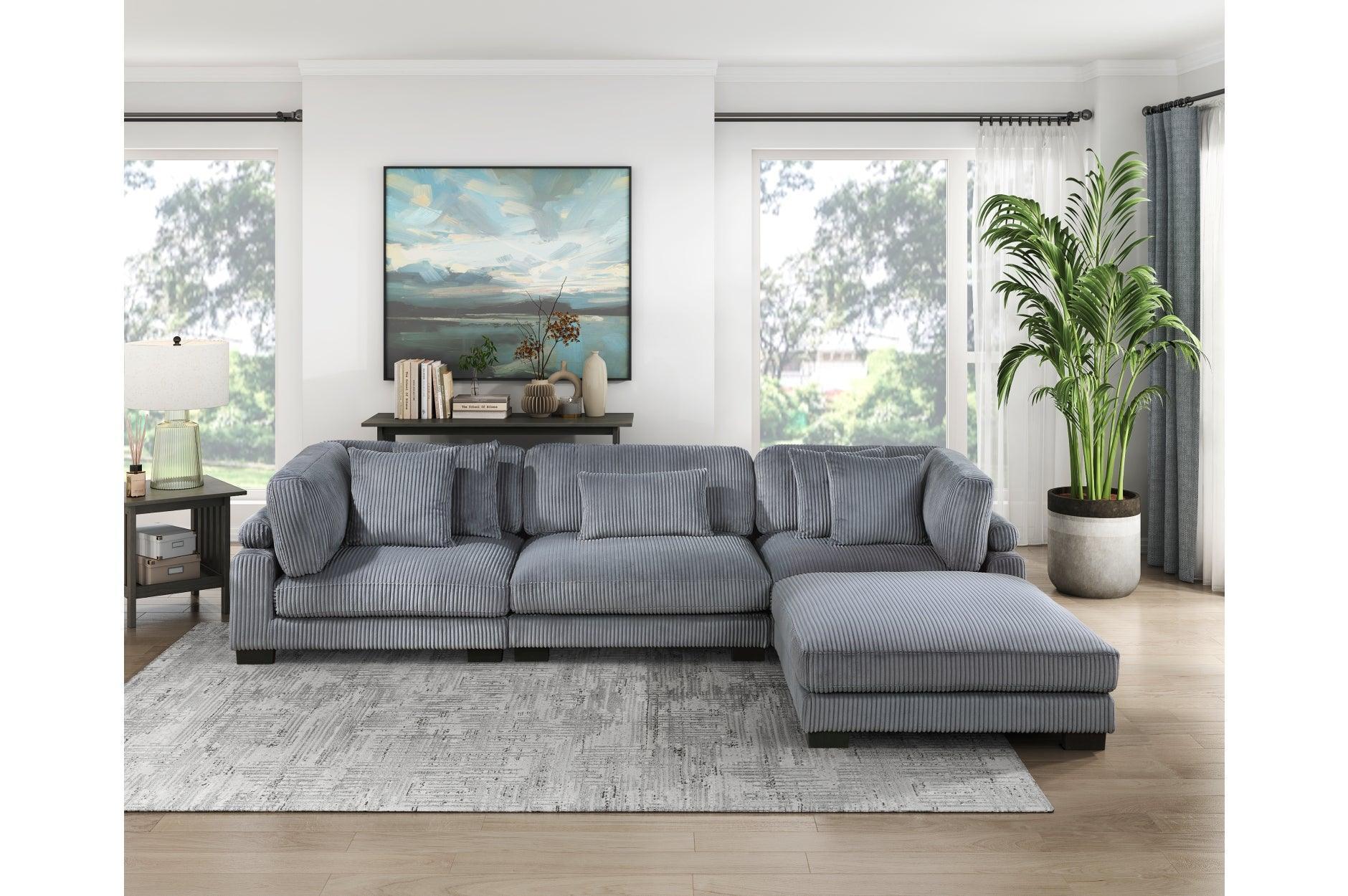 Traverse Gray Cordugoy Fabric Sectional Set - Image 2