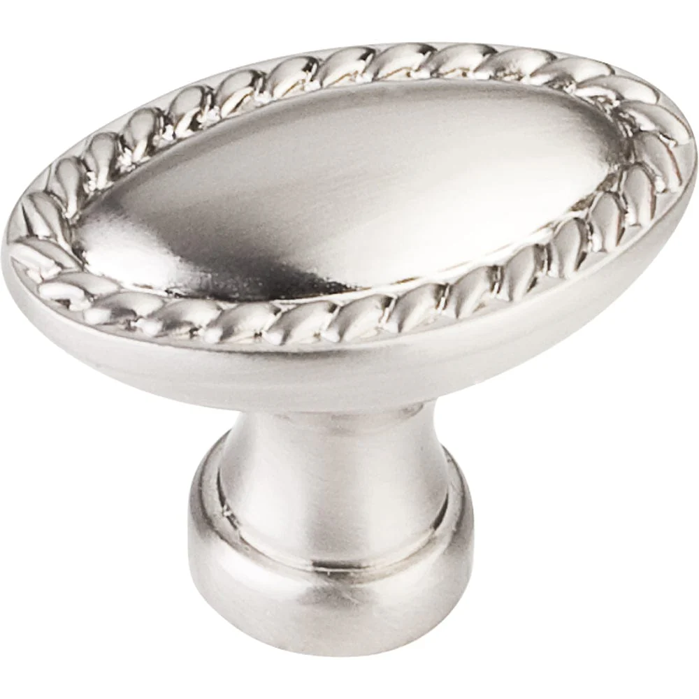 Lindos Oblong Knob, 1-3/8" O.L., Satin Nickel - Image 1
