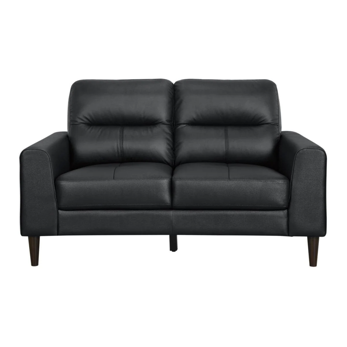 Lewes Black Leather Loveseat - Image 1