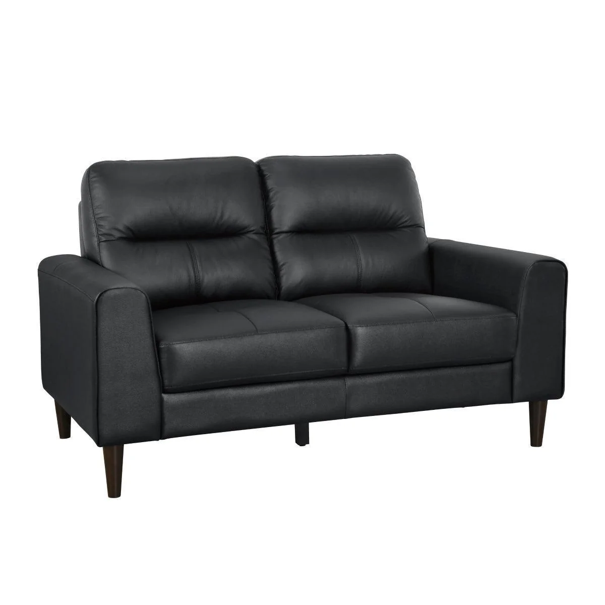 Lewes Black Leather Loveseat - Image 2