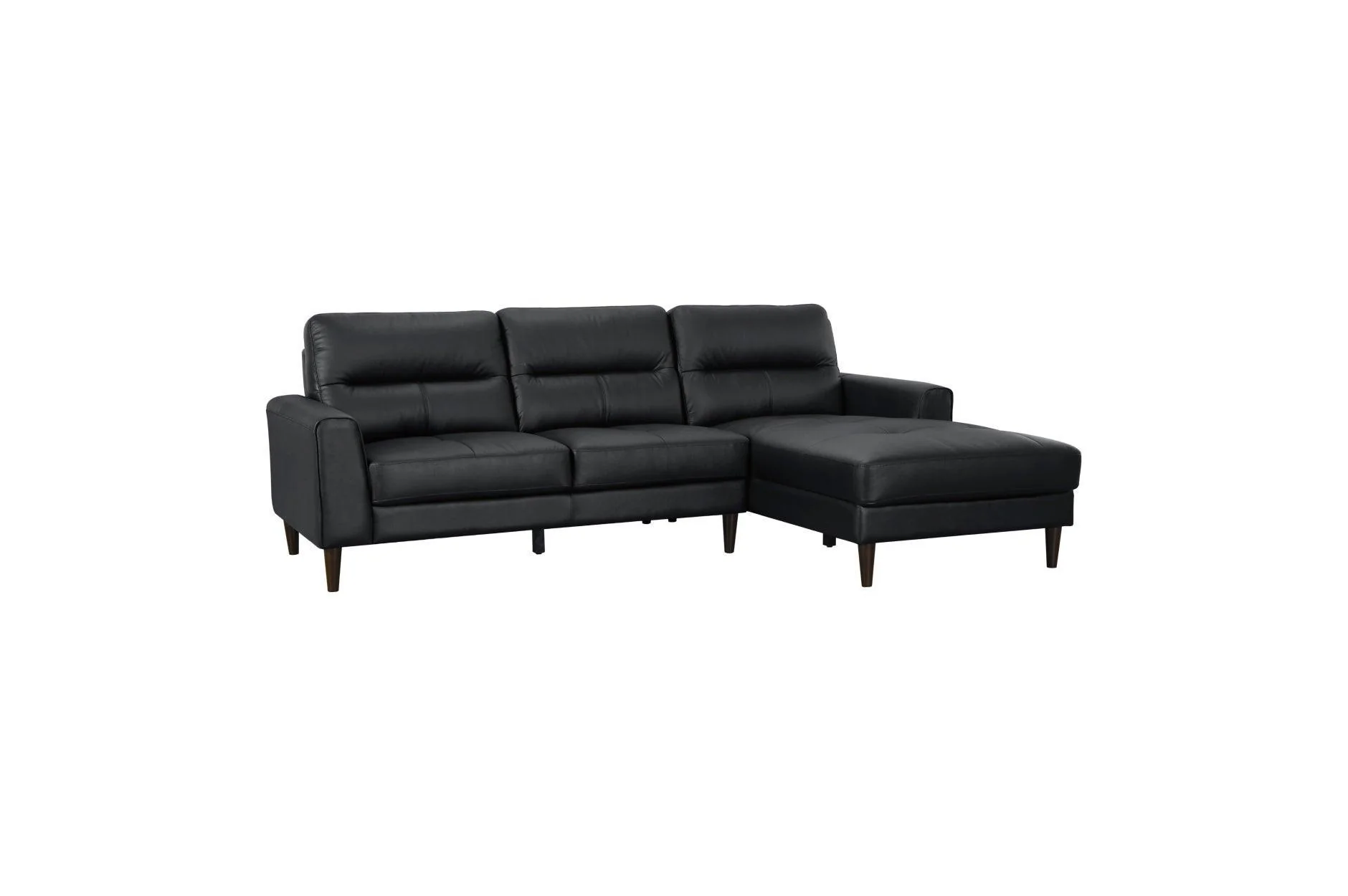 Lewes Black Leather Sectional - Image 3