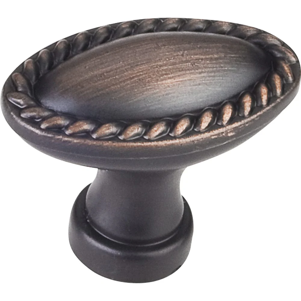 Lindos Oblong Knob, 1-3/8" O.L., Brushed Oil Rubbed Bronze - Image 1