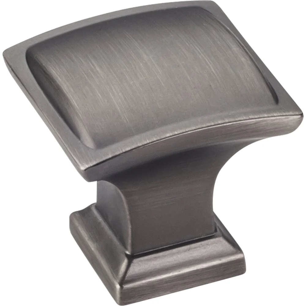 Annadale Square Pillow Top Knob, 1-1/4" O.L., Brushed Pewter - Image 1