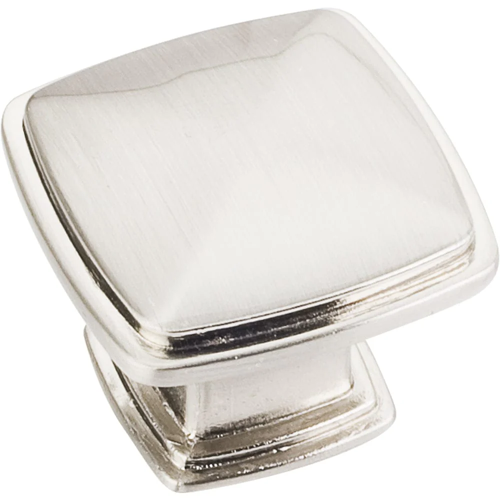 Milan 1 Plain Square Knob, 1-3/16" O.L.,, Satin Nickel - Image 1