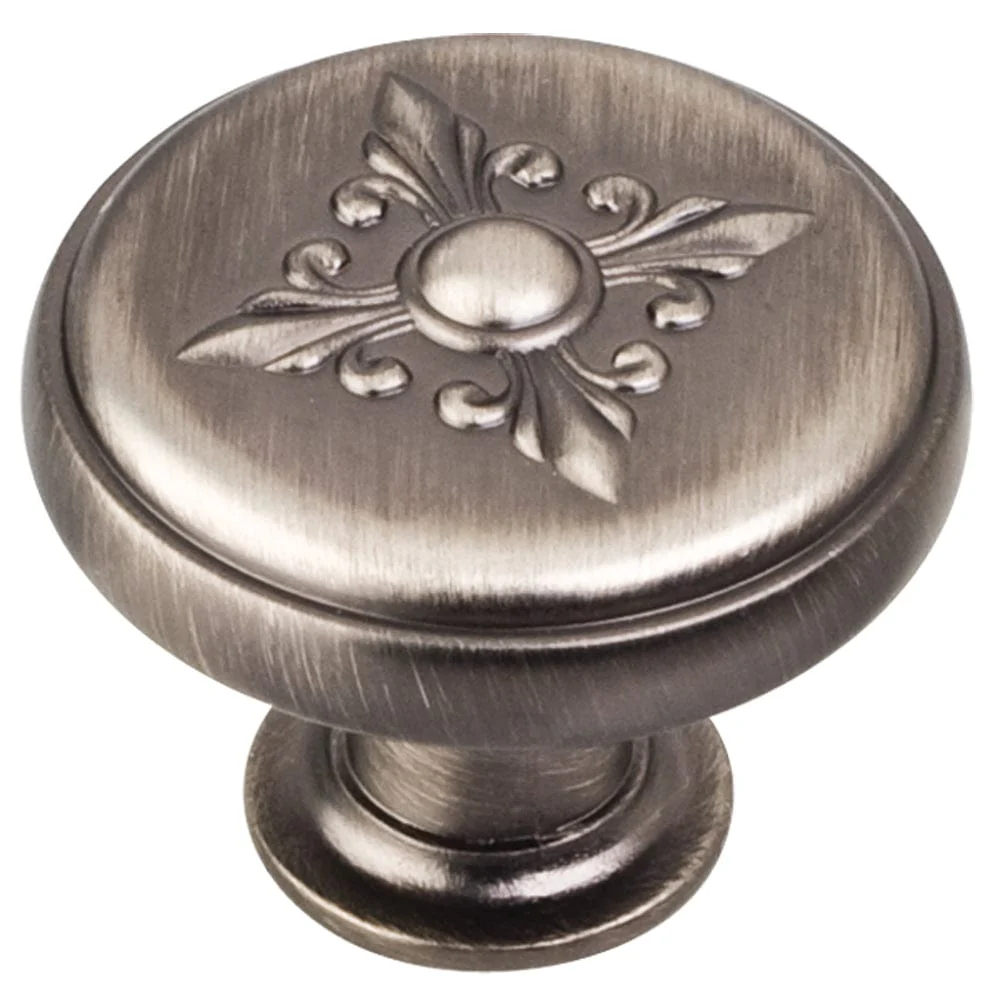 Lafayette Baroque Knob, 1-3/8" Dia.,  Brushed Pewter - Image 1