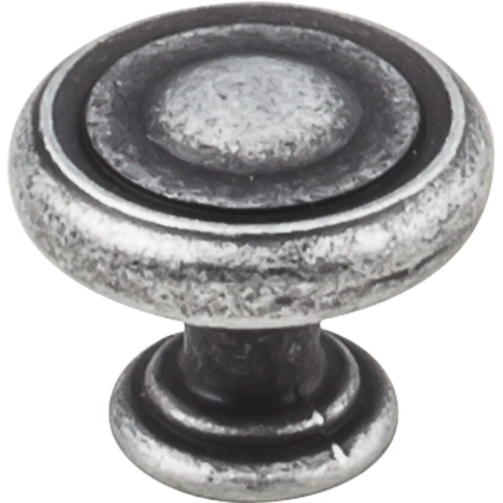 Bremen 1 Knob, 1-1/4" Dia.,  Distressed Antique Silver - Image 1
