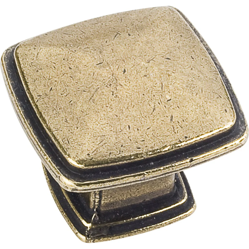 Milan 1 Plain Square Knob, 1-3/16" O.L.,,  Distressed Antique Brass - Image 2