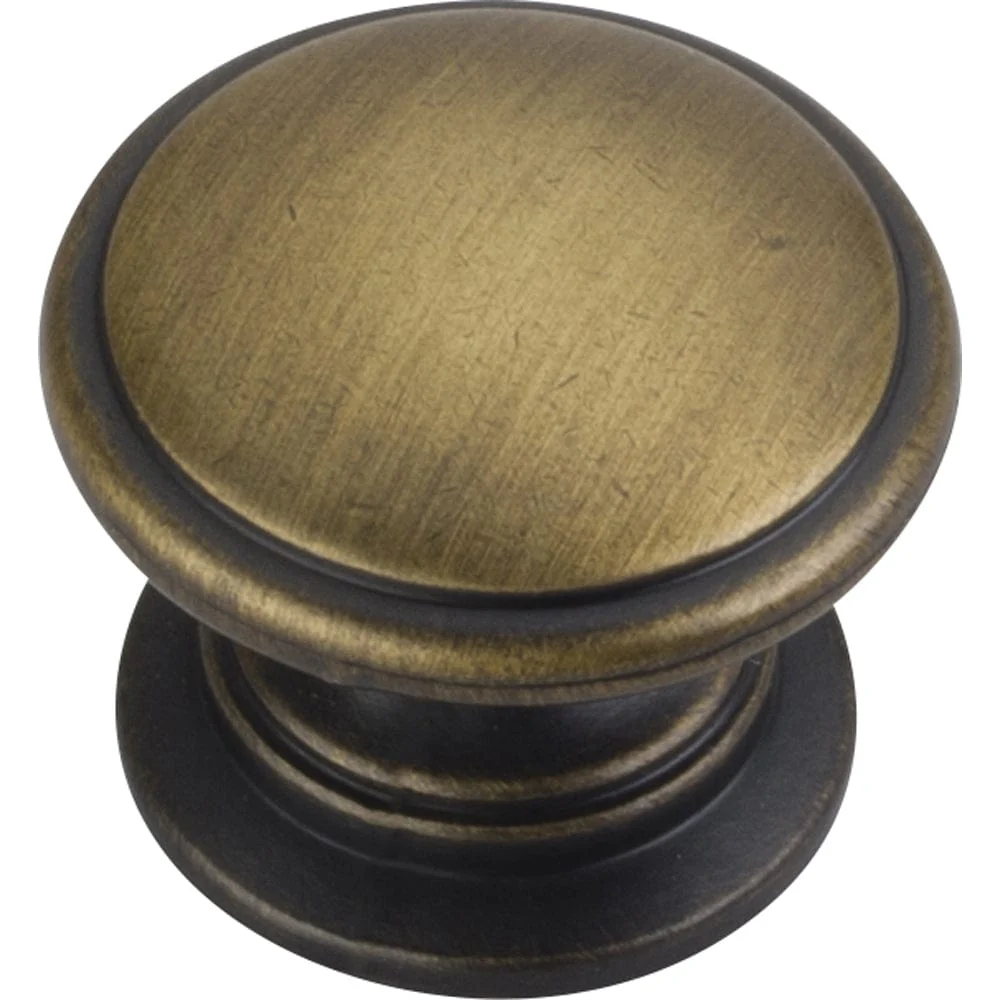 Durham Knob, 1-1/4" Dia.,  Antique Brushed Satin Brass - Image 1