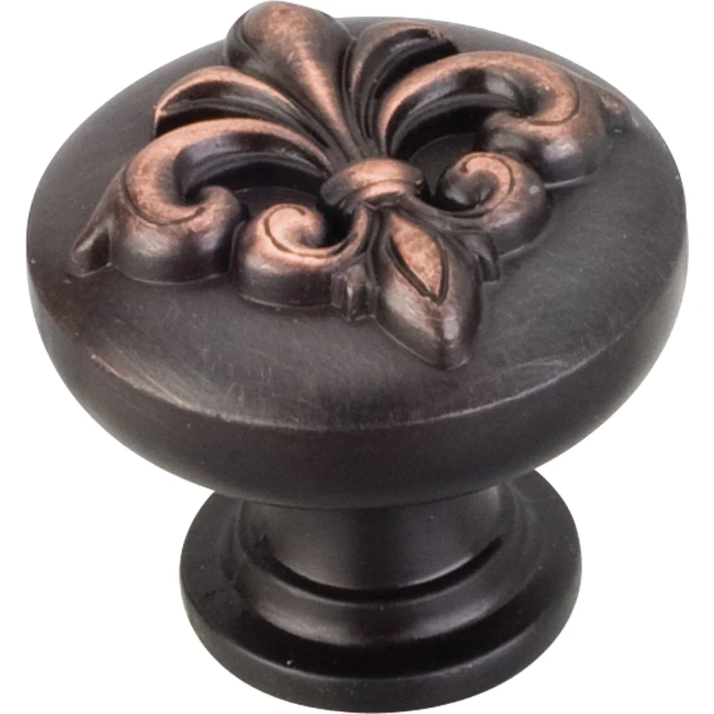 Lafayette Fleur-de-lis Knob, 1-3/8" Dia.,  Brushed Oil Rubbed Bronze - Image 1