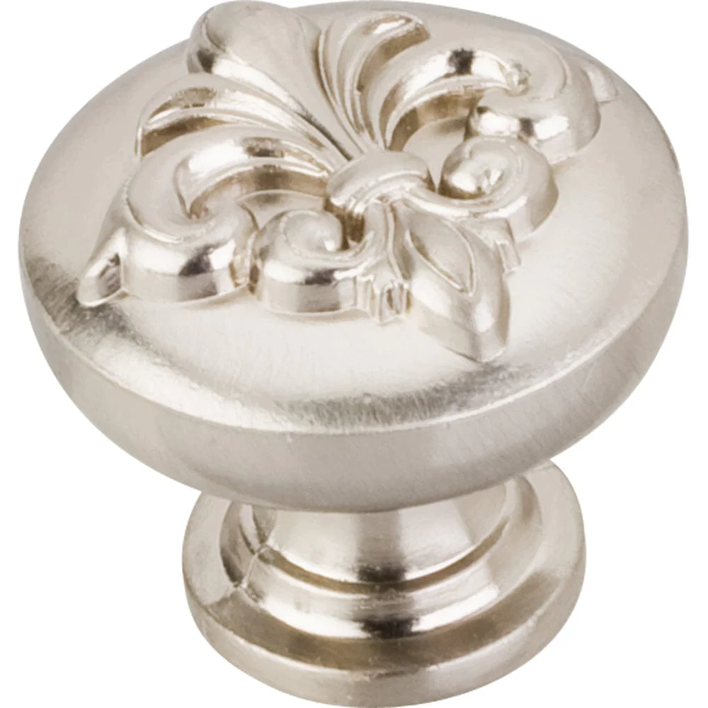 Lafayette Fleur-de-lis Knob, 1-3/8" Dia.,  Satin Nickel - Image 1