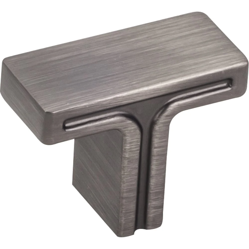 Anwick Rectangle Knob, 1-3/8" O.L., Brushed Pewter - Image 1