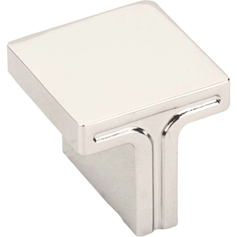 Anwick Square Knob, 1-1/8" O.L., Polished Nickel - Image 1