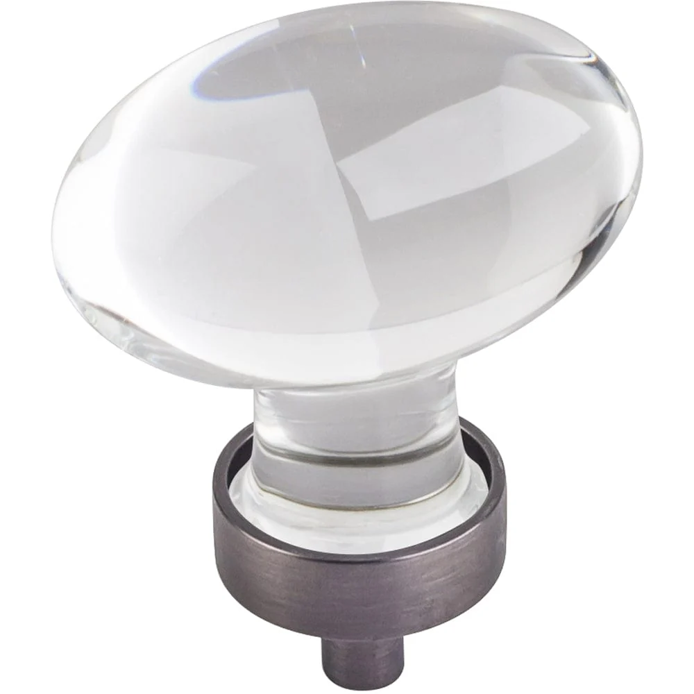 Harlow Large Football Glass Knob,1-5/8" O.L., Brushed Pewter - Image 1