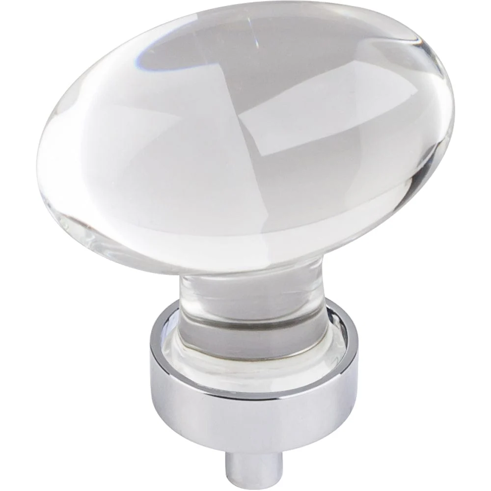 Harlow Large Football Glass Knob,1-5/8" O.L., Polished Chrome - Image 1