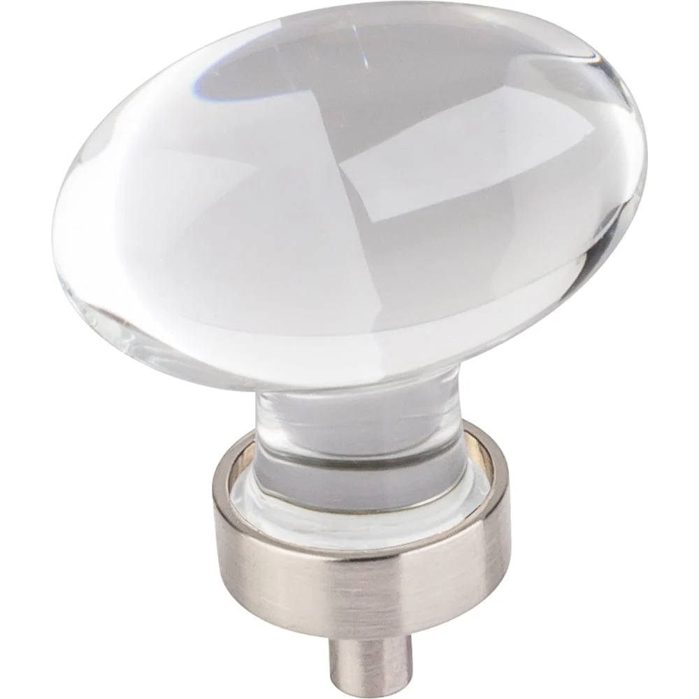 Harlow Large Football Glass Knob,1-5/8" O.L., Satin Nickel - Image 1