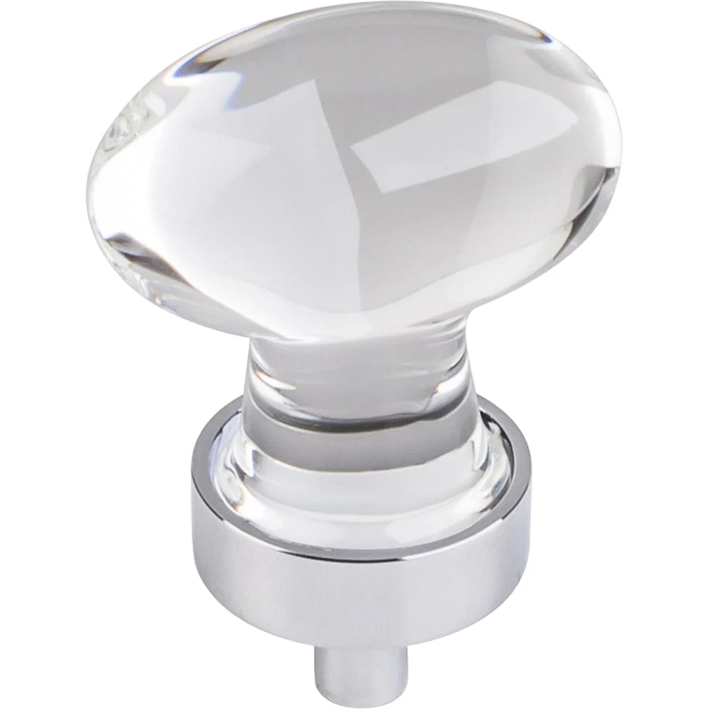 Harlow Small Football Glass Knob, 1-1/4" O.L.,  Polished Chrome - Image 1