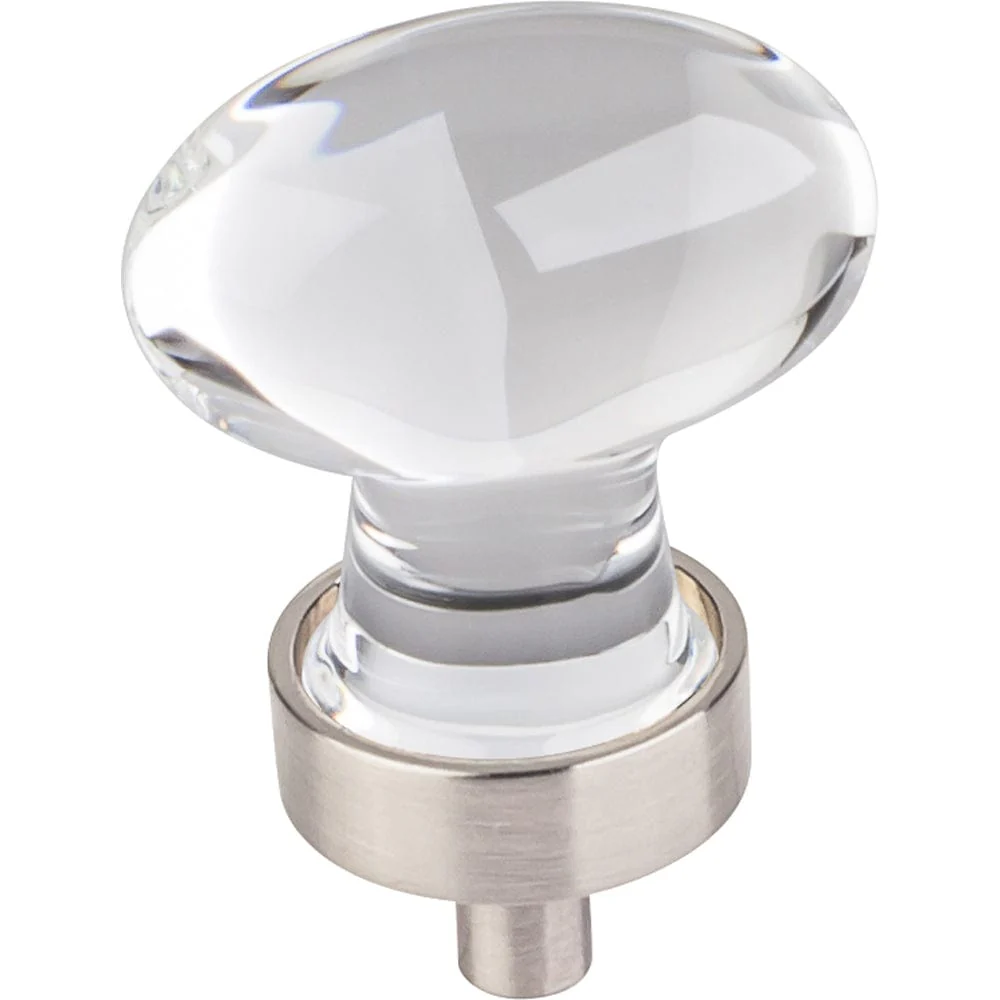 Harlow Small Football Glass Knob, 1-1/4" O.L.,  Satin Nickel - Image 1