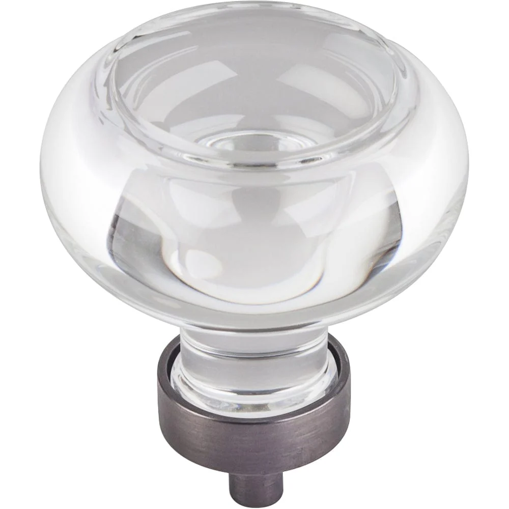 Harlow Large Button Glass Knob, 1-3/4" Dia.,  Brushed Pewter - Image 1