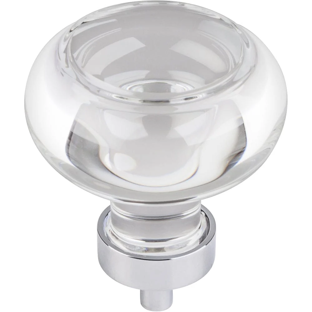 Harlow Large Button Glass Knob, 1-3/4" Dia.,  Polished Chrome - Image 1