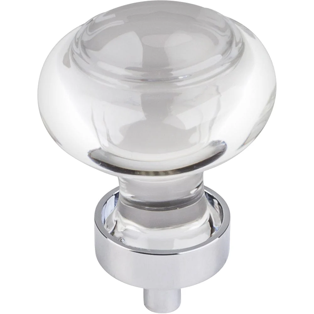 Harlow Small Button Glass Knob, 1-7/16" Dia.,  Polished Chrome - Image 2