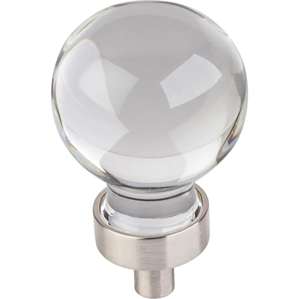Harlow Small Sphere Glass Knob, 1-1/16" Dia Satin Nickel - Image 1