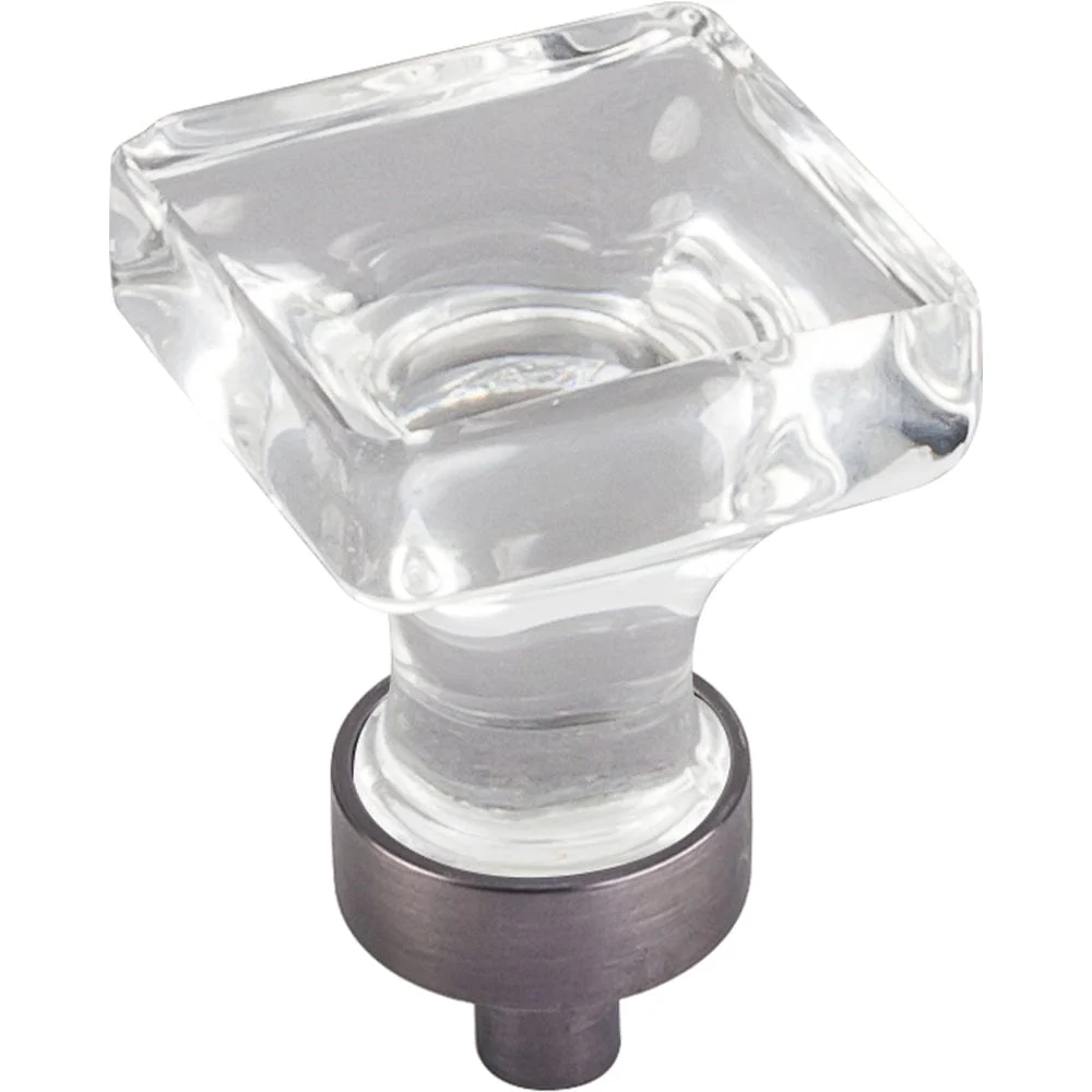 Harlow Small Square Glass Knob 1" O.L.,  Brushed Pewter - Image 2