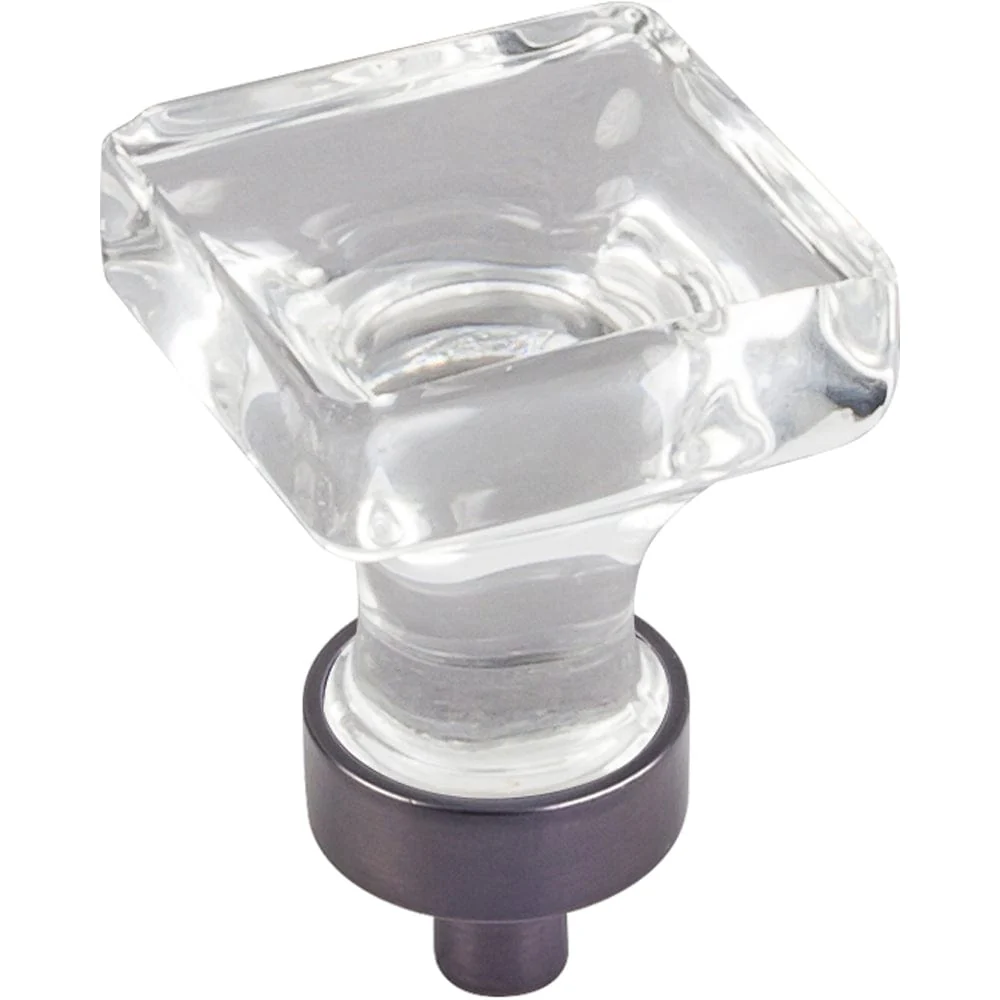 Harlow Small Square Glass Knob 1" O.L.,  Brushed Oil Rubbed Bronze - Image 1