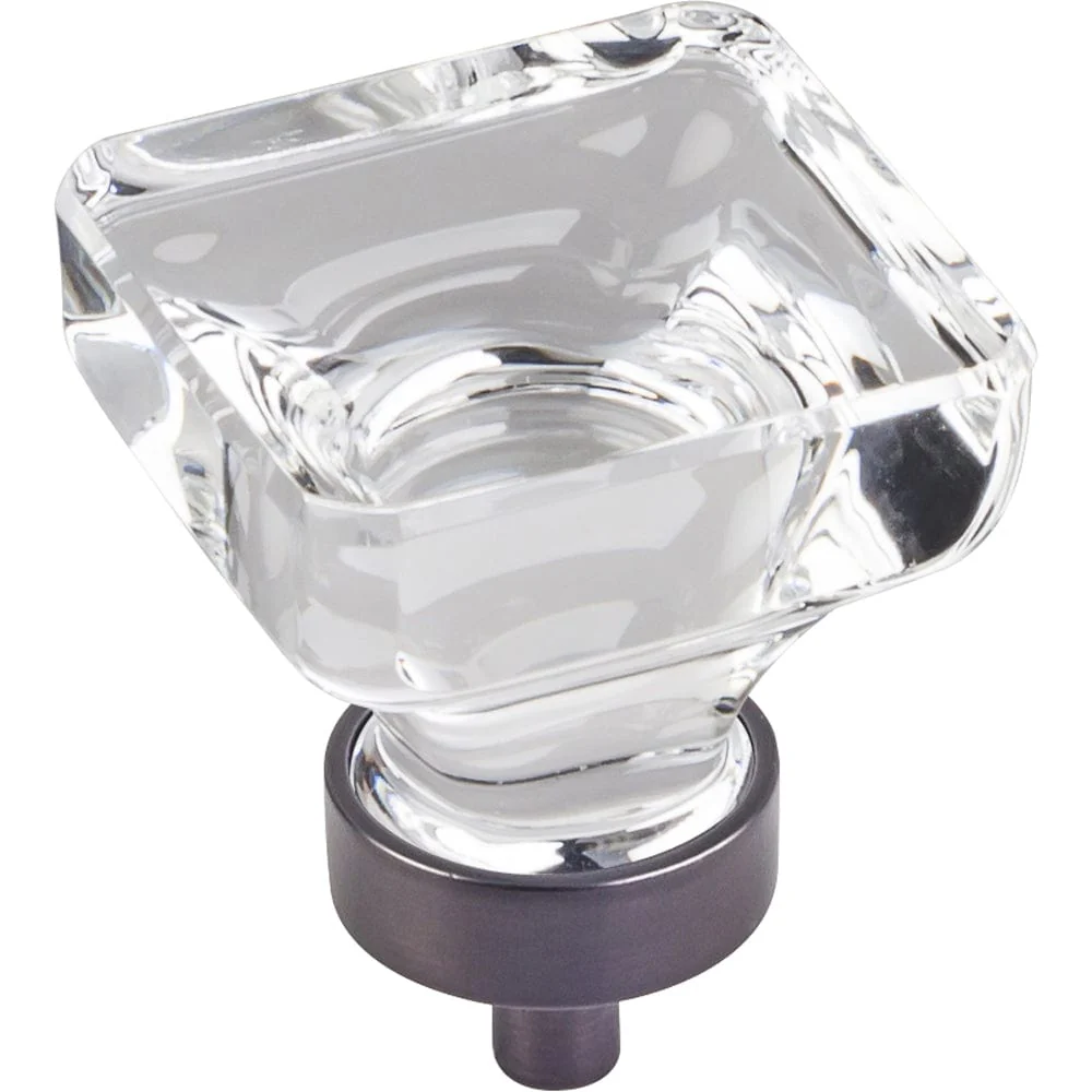 Harlow Large Square Glass Knob, 1-3/8" O.L., Brushed Oil Rubbed Bronze - Image 1